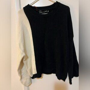 Parrish LA Colorblock Black and White Women's Sweater M/L